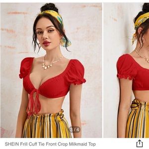 Shein red tied top